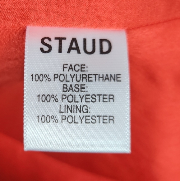 STAUD Tracing Faux Vegan Leather Bustier Strapless Top in Reddish Orange Size 0 - Picture 14 of 15